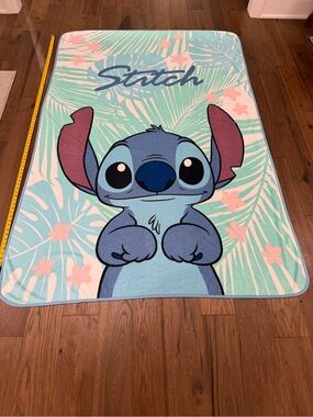 Disney Lilo & Stitch Plush Throw Blanket - Tropical Hibiscus Leaf Design 50"x84"